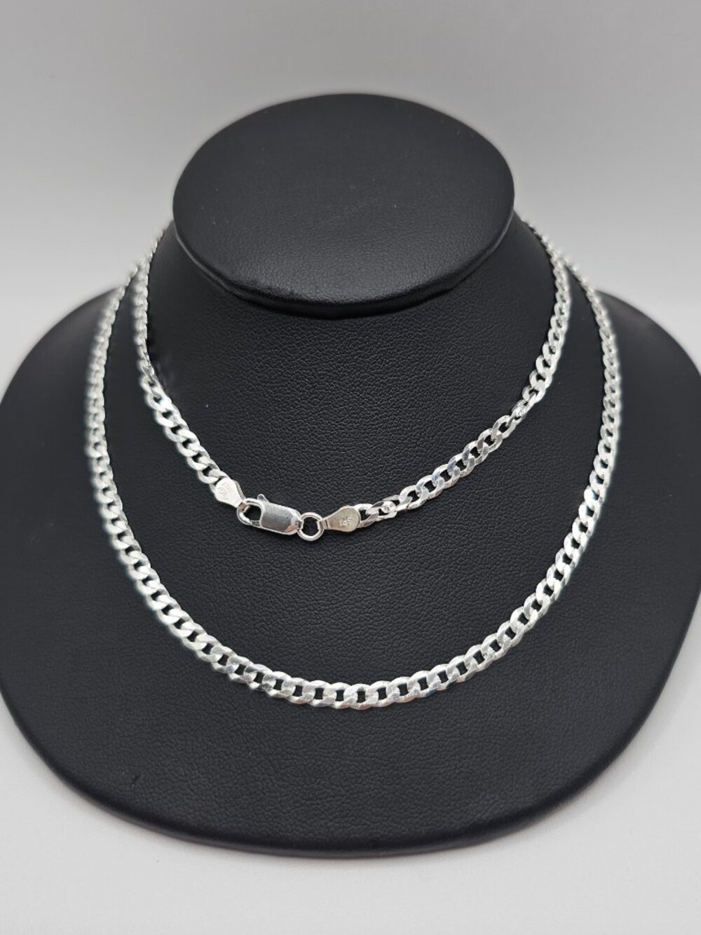Sterling Silver 925 High Polished Super Flat Curb Link Chain 3.8mm 24 inches